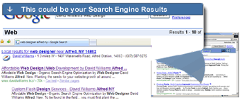 Improved organic search engine placement and results and increased organic search engine traffic through Organic SEO (Search Engine Optimization) by David Williams